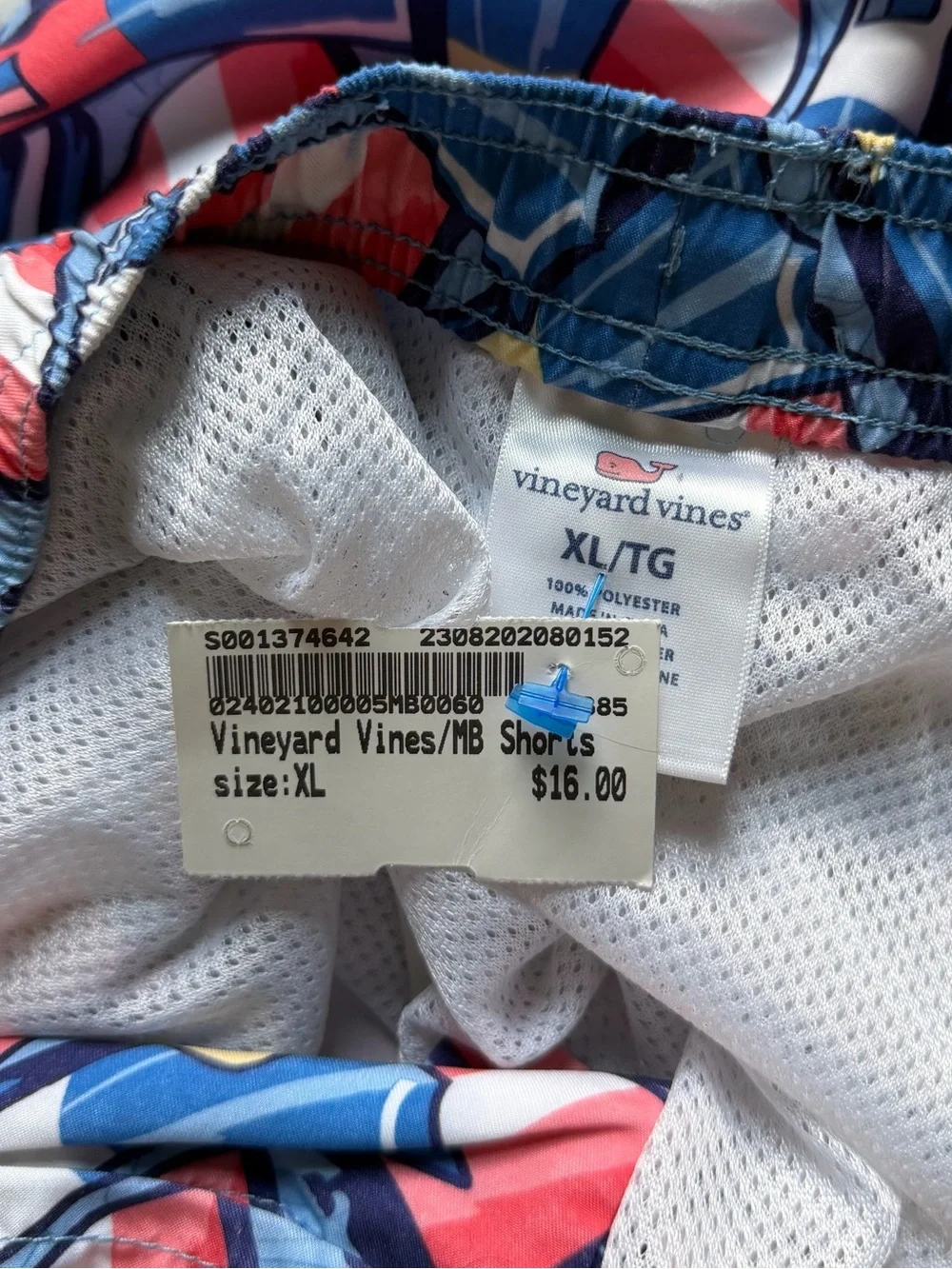 Vineyard Vines Chappy Flippers Swim Trunks Blue and Red